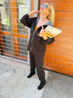 Siyah Fermuarlı Kapişonlu Takım - Görsel 4