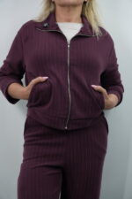 Orijinal Çizgili Bordo Eşofman Takım - Görsel 2