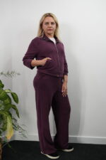 Orijinal Çizgili Bordo Eşofman Takım - Görsel 3