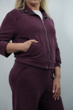 Orijinal Çizgili Bordo Eşofman Takım - Görsel 4